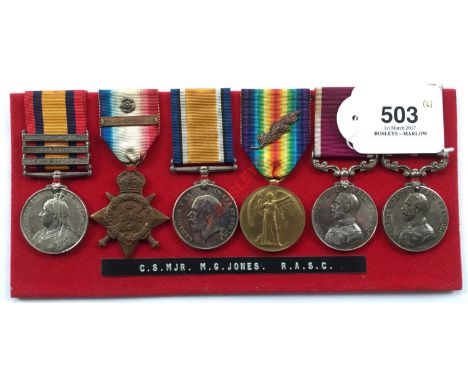 Boer War / WW1 Royal Army Service Corps MSM Long Service Group of Six medals.Awarded to "T126446 S.S. MJR M.G. JONES RASC". C