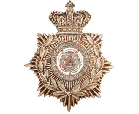 1st (Hallamshire) VB York & Lancaster Regiment Victorian NCO's helmet plate circa 1883-1901.A fine die-stamped silvered examp