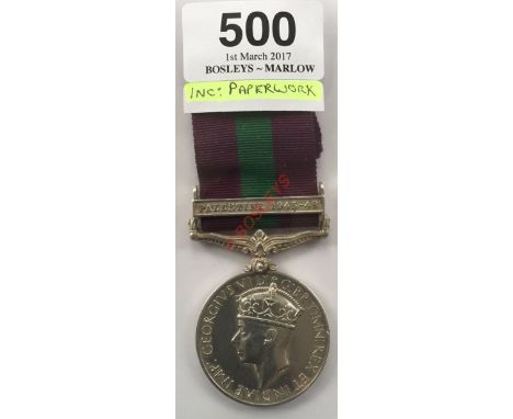 127th Parachute Field Regiment RAMC General Service Medal Clasp "Palestine 1945-48"Awarded to "14925615 PTE K.W. HEAVERS RAMC