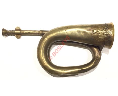 Imperial Russian Crimea Period Military Bugle.A rare brass bugle, this example, mounted side on with an Imperial Russian Eagl