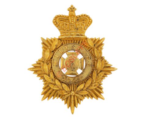 Wiltshire Regiment Victorian senior NCO's helmet plate centre circa 1887-1901. A good scarce die-stamped brass crowned star b