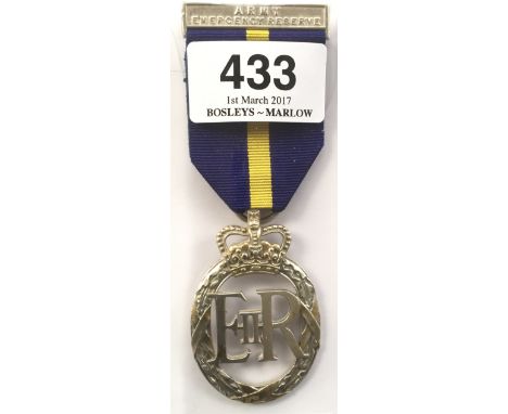 Army Emergency Reserve Decoration.An Elizabeth II example dated 1964 and retaining pinned top bar. 
