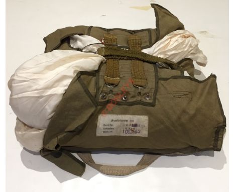 Luftwaffe Chest Parachute and Back.This example is believed to be a WW2 example. The pack with the Werk Number 183587 which c