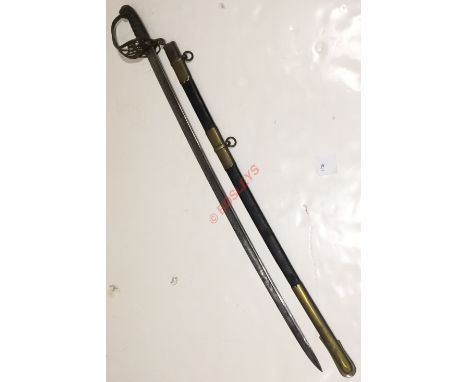 British Army Officer's 1822 Pattern Levee Piped Back Bladed Sword.This example with  plain slightly curved single edged piped