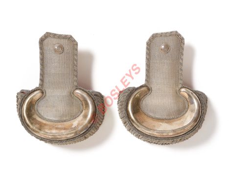 Royal Buckinghamshire Yeomanry 1830 Box Pattern Epaulettes.A very good pair the silvered crescents supporting silver bullion 