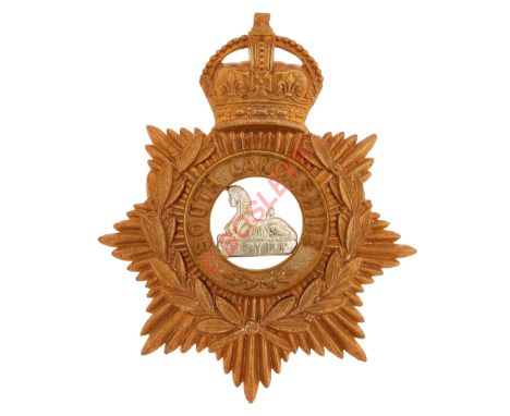 South Lancashire Regiment OR's helmet plate.A good post 1902 die-stamped brass example of crowned star bearing laurel wreath 