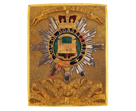 39th (Dorsetshire) Regiment of Foot, Victorian Officer's shoulder belt plate circa 1825-55.A splendid rare gilt example. Rect