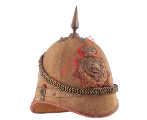 Victorian Hertfordshire Rifle Volunteers Other Rank's Home Service Helmet.A good and scarce example of grey cloth, complete w