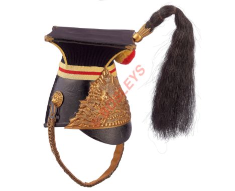 16th Queen's Lancers Other Rank's lance cap.A good post 1901 example.  Patent leather body, peak and crown with ornate gilt m