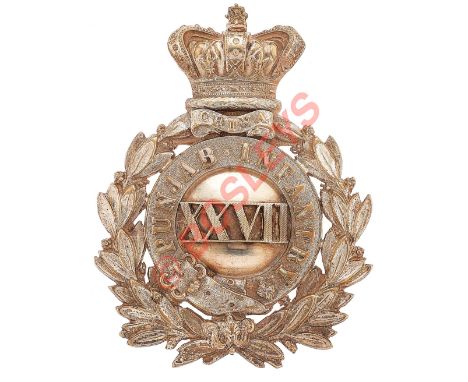 Indian Army. 27th Punjab Infantry Victorian Officer's pouch belt plate circa 1887-1903.A fine scarce die-cast silvered exampl
