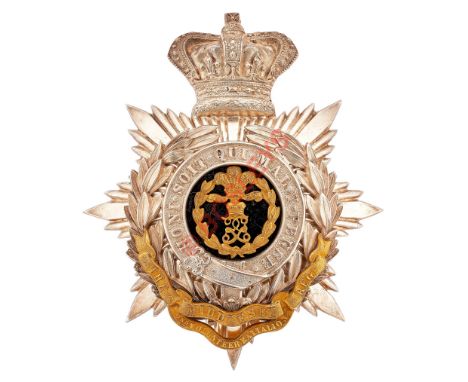 2nd VB Middlesex Regiment Victorian Officer's helmet plate circa 1887-1901.A very fine scarce silvered example. Crowned star 