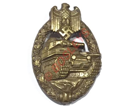 German Third Reich WW2 Army / Waffen SS Panzer Assault Badge.A good die-stamped bronzed example awarded to Motorised Infantry