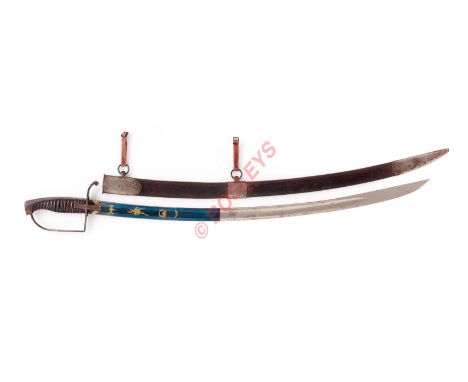 Napoleonic War Period Cavalry, Yeomanry Officer's Blue & Gilt Sword.A good quality examle, the single edged 29 1/2 inch blade