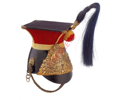 5th Royal Irish Lancers Trooper's Lance cap.A scarce example of an Edwardian Troopers lance cap.  Patent leather body, peak a