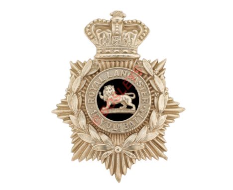 1st (Ulverston) VB King's Own Royal Lancaster Regiment Victorian OR's helmet plate circa 1883-1901.A good scarce die-stamped 