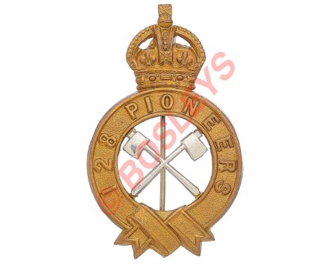 Indian Army. 128th Pioneers Officer's pagri badge circa 1903-22.A fine die-stamped gilt crowned strap inscribed ''128th Pione