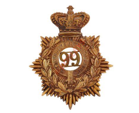 Scottish. 99th (The Duke of Edinburgh's) Regiment of Foot Victorian OR's helmet plate circa 1878-81.A scarce die-stamped bras