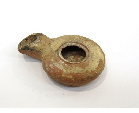 A terracotta oil lamp, Roman 2nd - 1st Century BC, 8.5cm long 