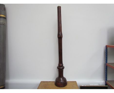 A turned walnut standard lamp base 124cm tall 