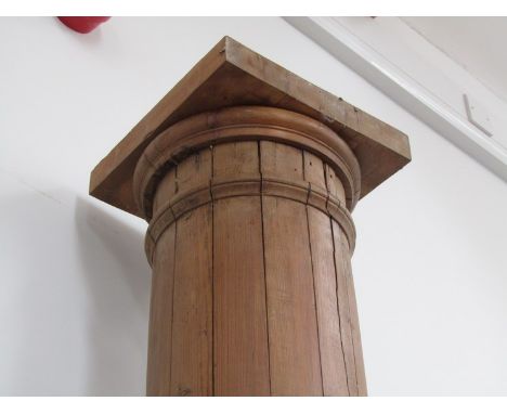 A pair of 19th Century architectural waxed pine columns.  290cm tall x 35cm wide