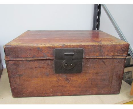 A 19th Century calf hide trunk with plain interior.  38.5cm x 77.5cm x 56cm