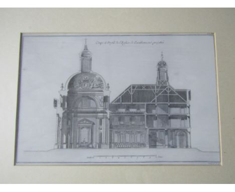 Architectural print, framed and glazed 50cm x 63cm approx&nbsp;