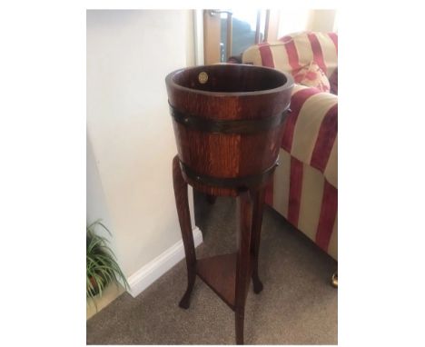 R.A Lister coppered wooden wine bucket/ planter