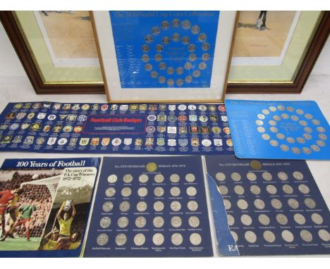 Esso 1970 world cup coin collections x 2 coin sets 1 framed, Esso collection football badges and centinary 1872-1972 medals