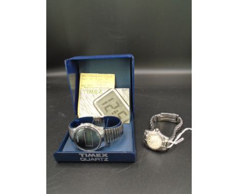 Tissot PR100 ladies wrist watch together with a vintage Timex quartz watch in original box with booklet