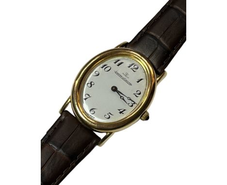 Jaeger-LeCoultre Ellipse 18ct yellow gold vintage wristwatch Arabic numerals on white enamelled face ref: 1312785 automatic m