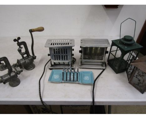 Vintage kitchenalia and 2 lanterns (all for display purposes only)
