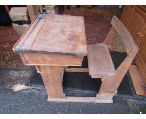 Vintage school desk with fixed chair