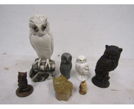 Goebel owl and other various owl figures in various materials