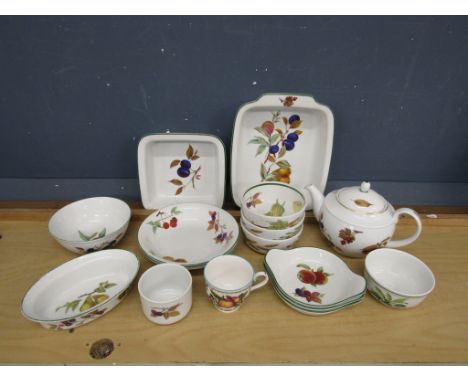 Royal Worcester tableware and wall clock, mostly Evesham&nbsp;