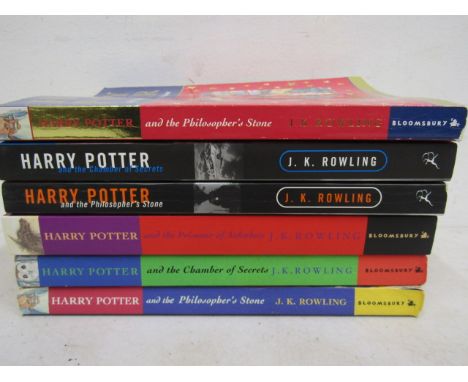 J.K Rowling Harry Potter books, 2 x 2nd edition, first run plus 4 later editions