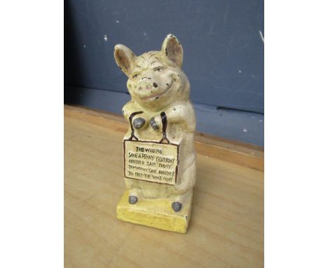 Vintage cast iron piggy bank H16cm approx&nbsp;