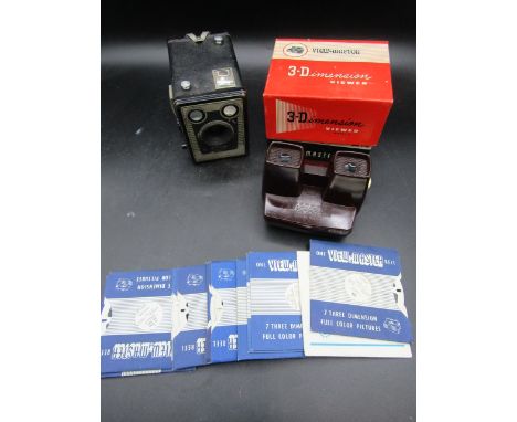 Viewmaster in box with slides and Brownie camera