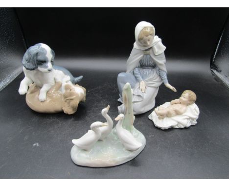 Nao dogs, Nativity Mary and Baby Jesus and Geese figures