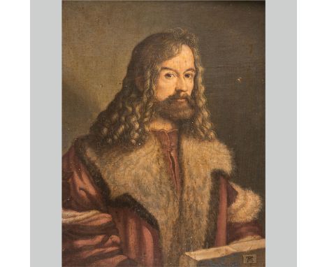 Self portrait. Oil on wooden panel. Monogram bottom right. On the reverse old descriptions in French language. In a gilded Fr