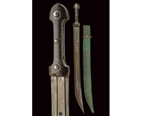 dating: late 19th Century provenance: Caucasia, Long, single-and false-edged blade with triple groove, the base featuring a d