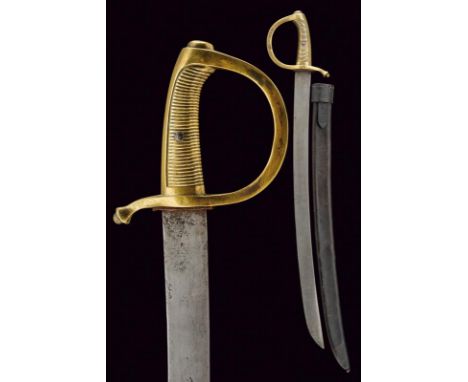 dating: 19th Century provenance: Holland, Flat, single-edged blade, solid brass, mono-quillon hilt, guard and quillon block w