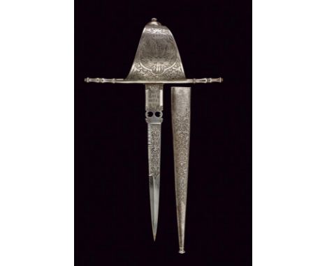 dating: 1881 provenance: Toledo, Straight, single-and false-edged blade, pierced and engraved with floral motifs, the base ma