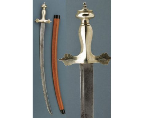 dating: early 20th Century provenance: Sumatra, Curved, single-and false-edged blade with groove on the back; solid white met