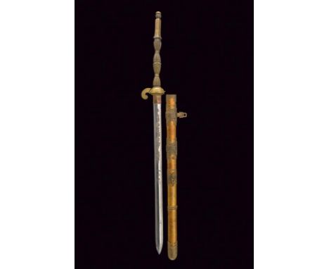 dating: 19th Century provenance: Japan, Strong, straight, double-edged blade of lozenge section, barely visible hada and hamo