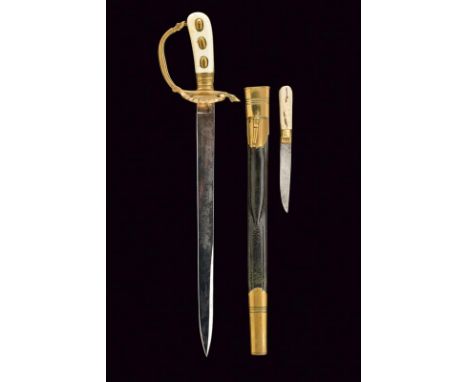 dating: circa 1900 provenance: Germany, Single-and false-edged blade with tang, first part finely engraved with a hunter, hun