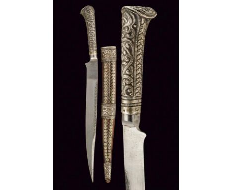 dating: early 20th Century provenance: Turkey, Long, straight, single-edged blade with decorations on the back; grip covered 