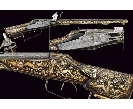 dating: 17th Century provenance: Germany, Octagonal, rifled, 15 mm cal. barrel, with rear and fore-sight, the base with remai