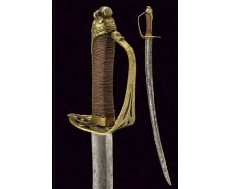 dating: late 18th Century provenance: France, Curved, single-and false-edged blade (pitting), with large fuller and grooved b