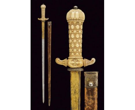 dating: first quarter of the 18th Century provenance: Italy, Straight, single-and short false-edged blade, the base engraved 