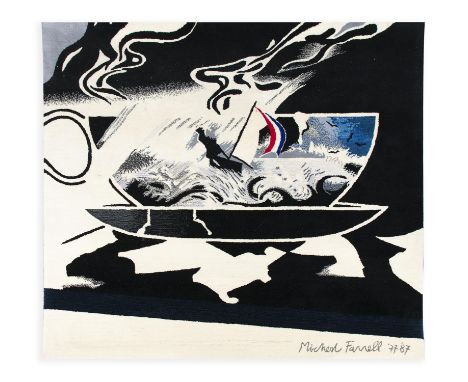 MICHAEL FARRELL (1940-2000)Storm in a TeacupTapestry by V'Soke Joyce, 191 x 183cmSigned and dated '77'87